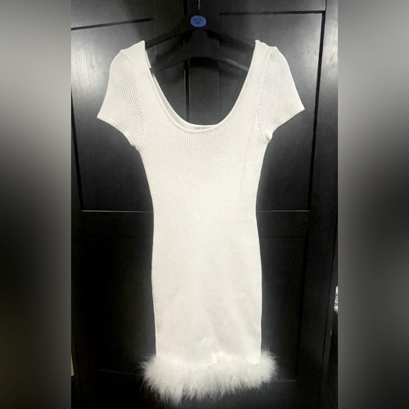 Fashion Nova, Size M, Off White/Cream Colored, Ribbed, Knee Length Dress - Picture 1 of 3